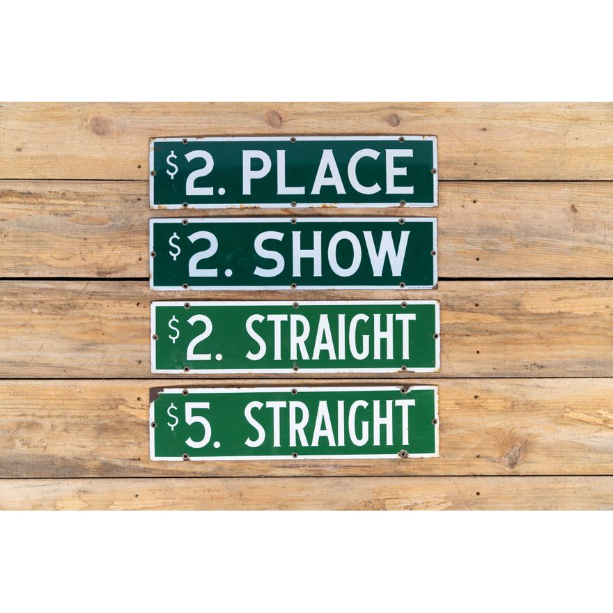 4 Single Sided Porcelain Horse Track Betting Window Signs TAC 9