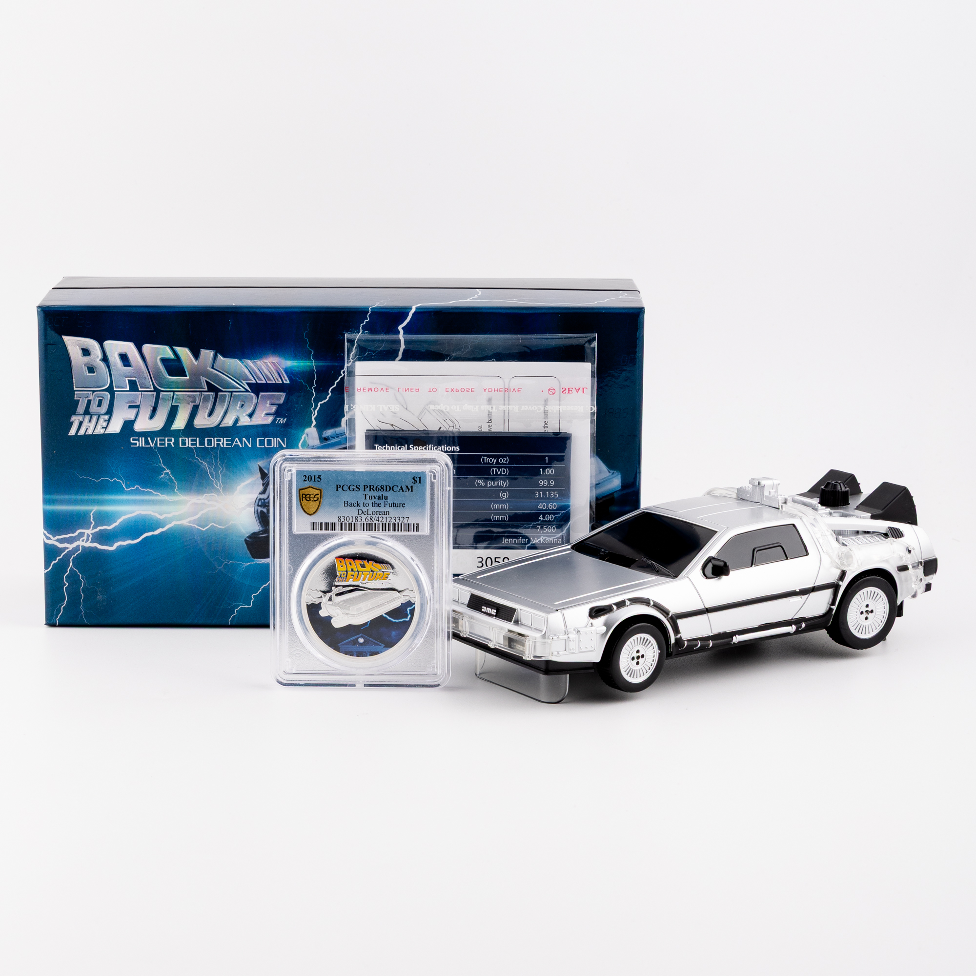 Tuvalu, Back to the Future DeLorean, One Dollar, 2015, PCGS PR68DCAM