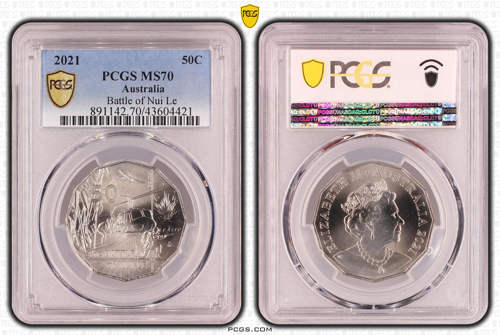 2021 Australia Fifty Cent, 50c Battle of Nui Le PCGS - MS70 POP 11/0 -421