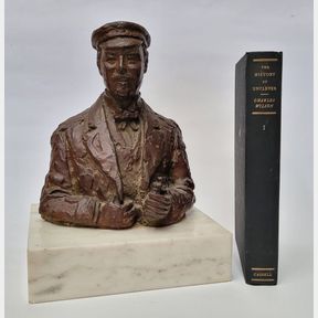 MIXED LOT BOOK & SCULPTURE: ATTRIBUTED TO FRANK DOBSON (1886 – 1963) BUST OF SIR THOMAS LIPTON, Bronze, brown