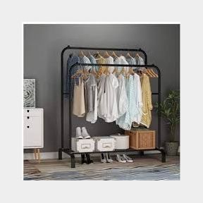 Double Pole Clothing and Shoe Storage Rack Black |