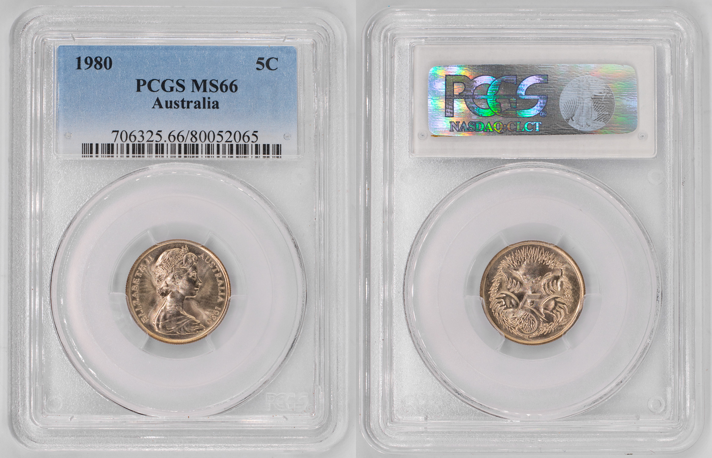 Elizabeth II, Five Cent, 1980, PCGS MS66