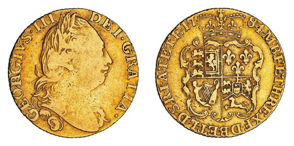 George III (1760-1820), 'Rose' Guinea, 1784, fourth laureate bust right ...
