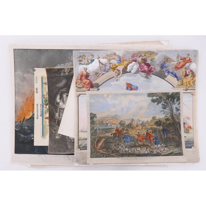 7pc Antique European Etchings Loose- largest 18x24''