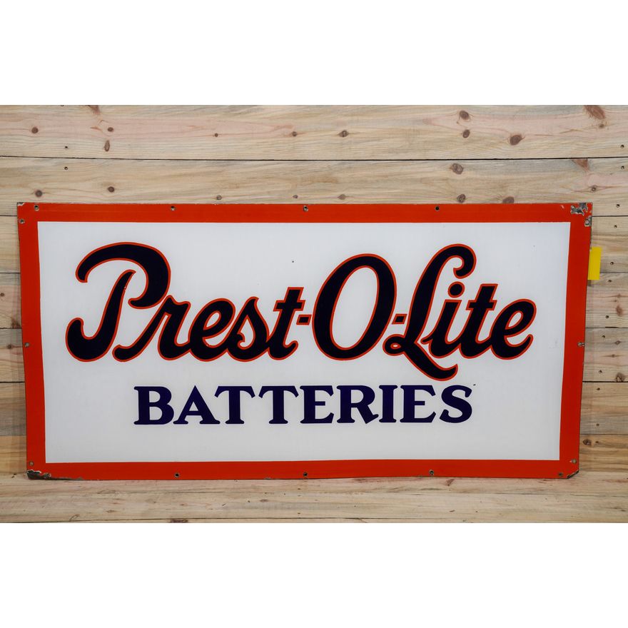Prest-O-Lite Batteries Single Sided Porcelain Sign TAC 8.9