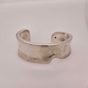 Contemporary Sterling Silver Art Cuff Bracelet Signed
