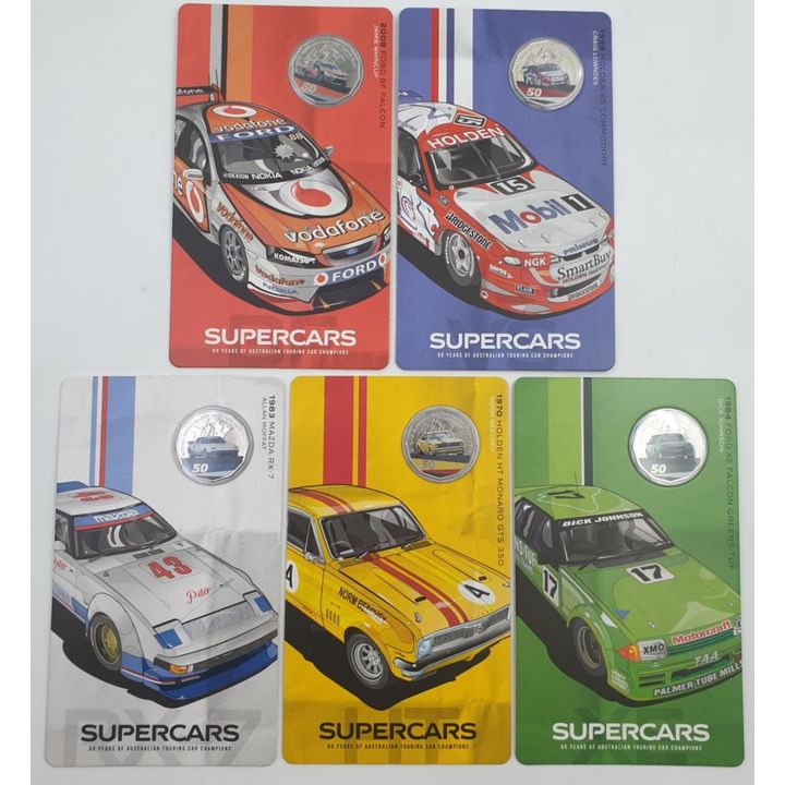 Supercars Carded 50c Coins (x5)