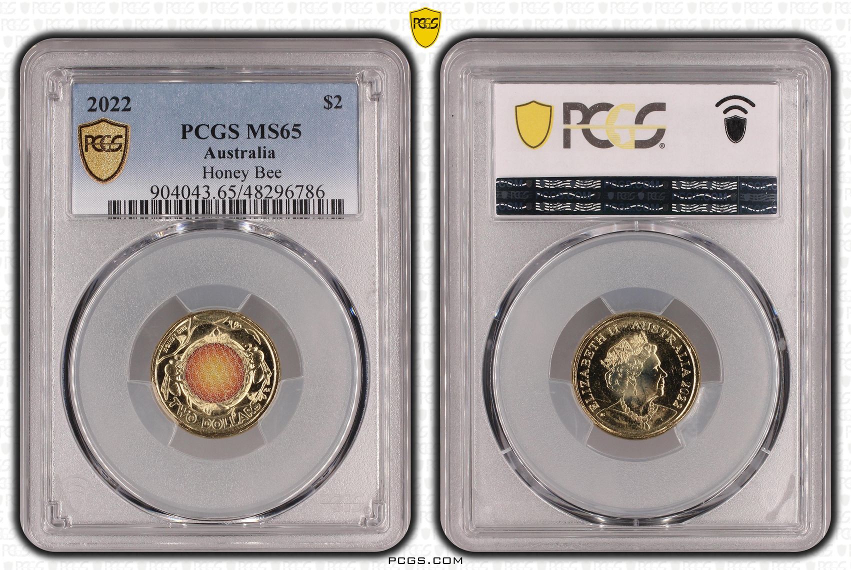 Elizabeth II, Honey Bee Colorized, Two Dollar, 2022, PCGS MS65