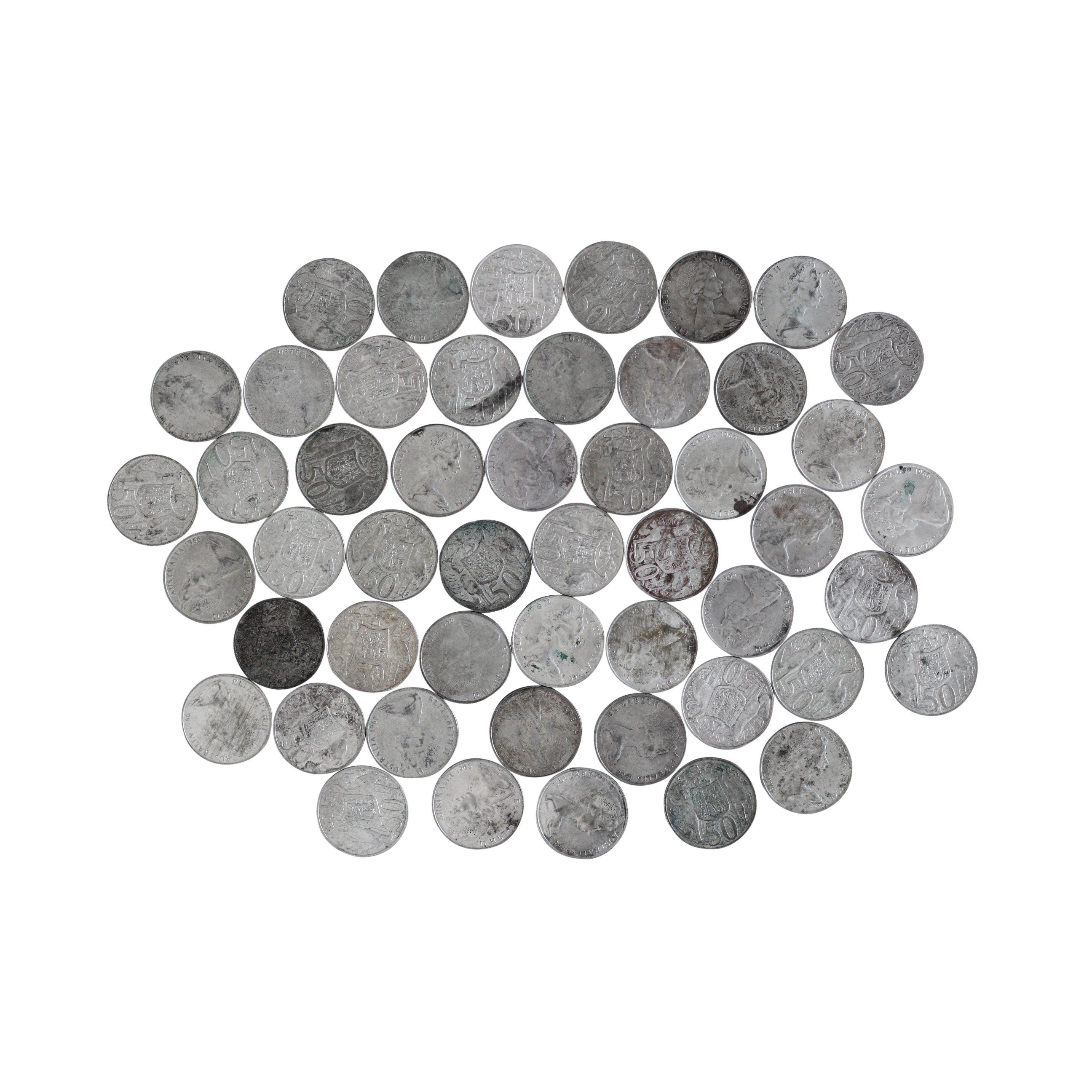 Group, Elizabeth II, Fifty Cents, 1966, F-VF