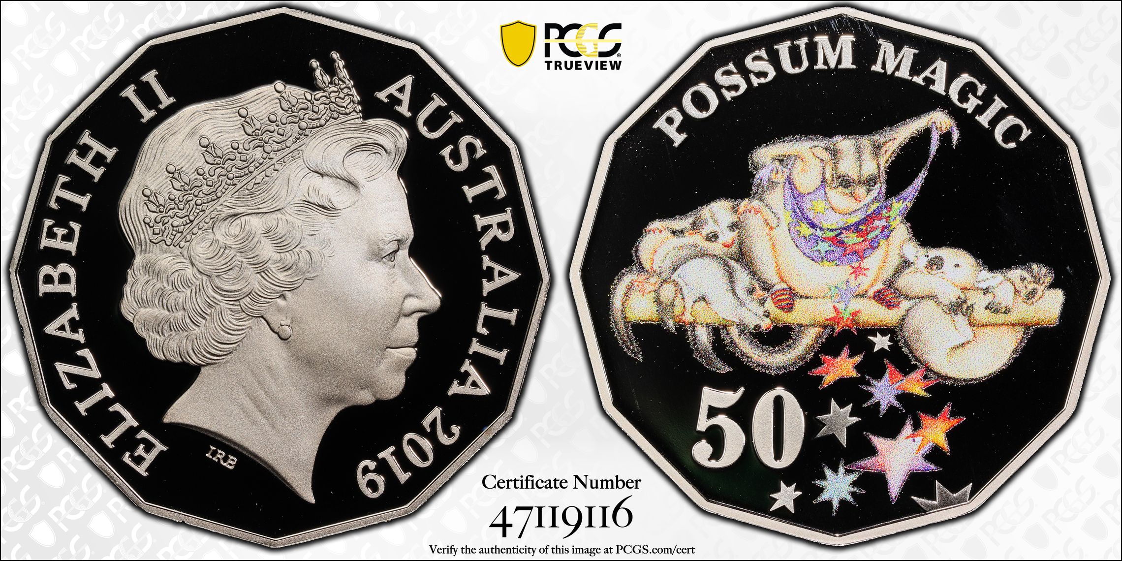Possum Magic Colorized POP 14/0, Fifty Cent, 2019, PCGS PR70DCAM