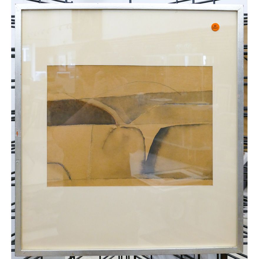 Toni Onley (Canadian) ''Okanagan Hill'' Watercolor Framed 23''x21'' - Bau-Xi Gallery label