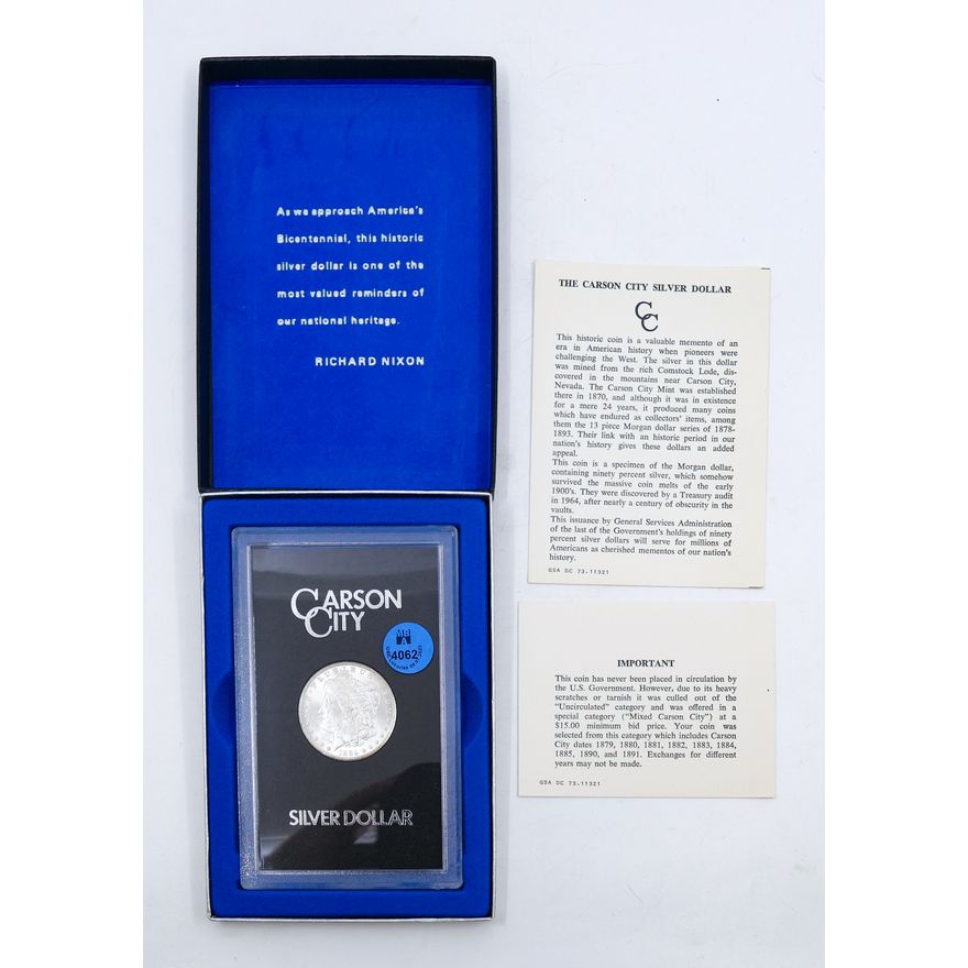 US 1884-CC Carson City Morgan Silver Dollar GSA Cased in Box with Papers