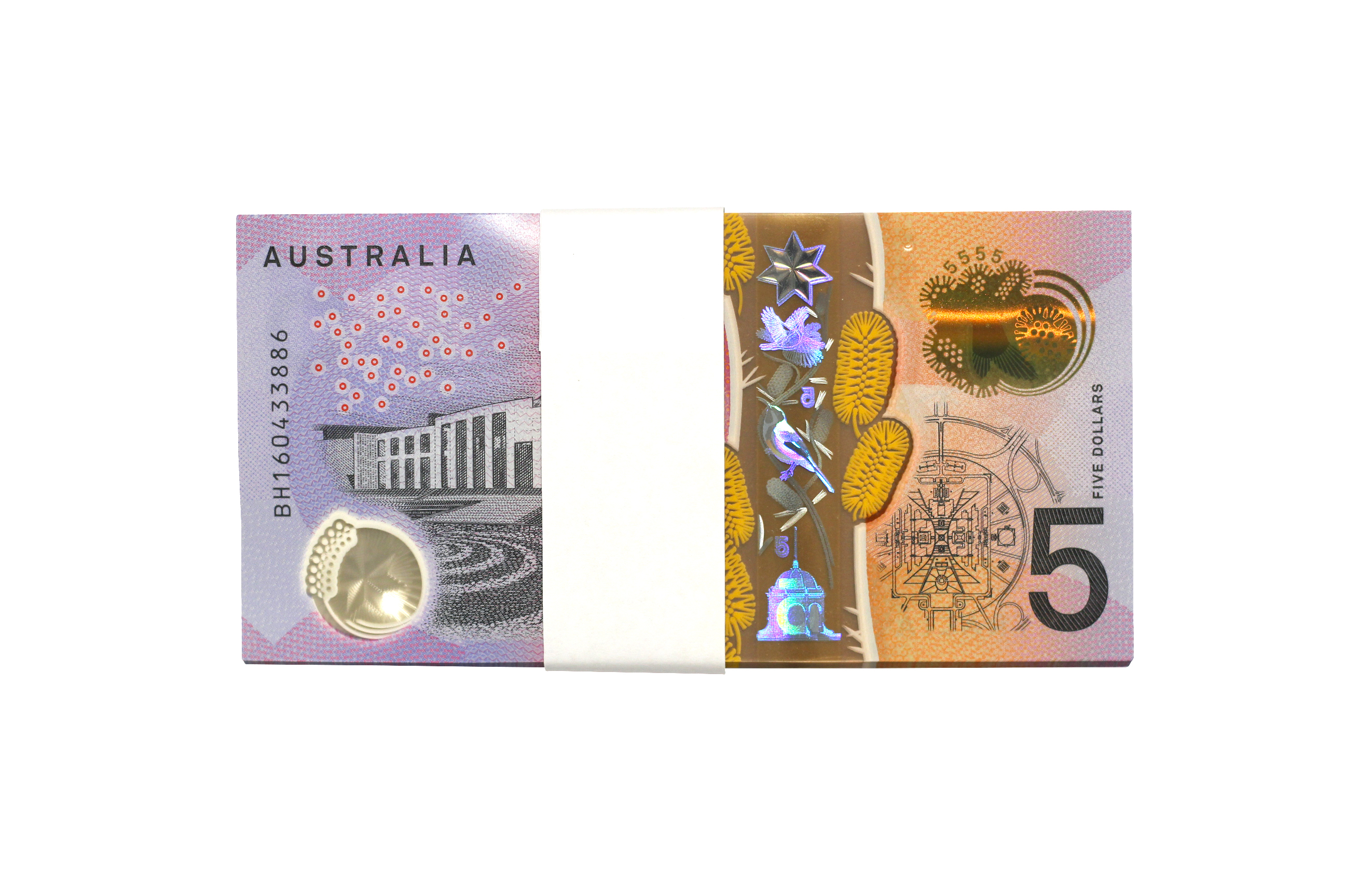 2163. · Bundle, Stevens/Fraser, Five Dollars,  2016, UNC