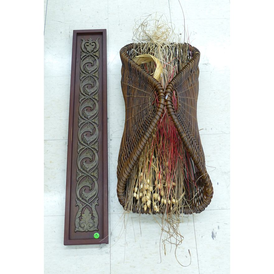 2pc Decorative Long Basket & Wall Panel 30'' to 37''