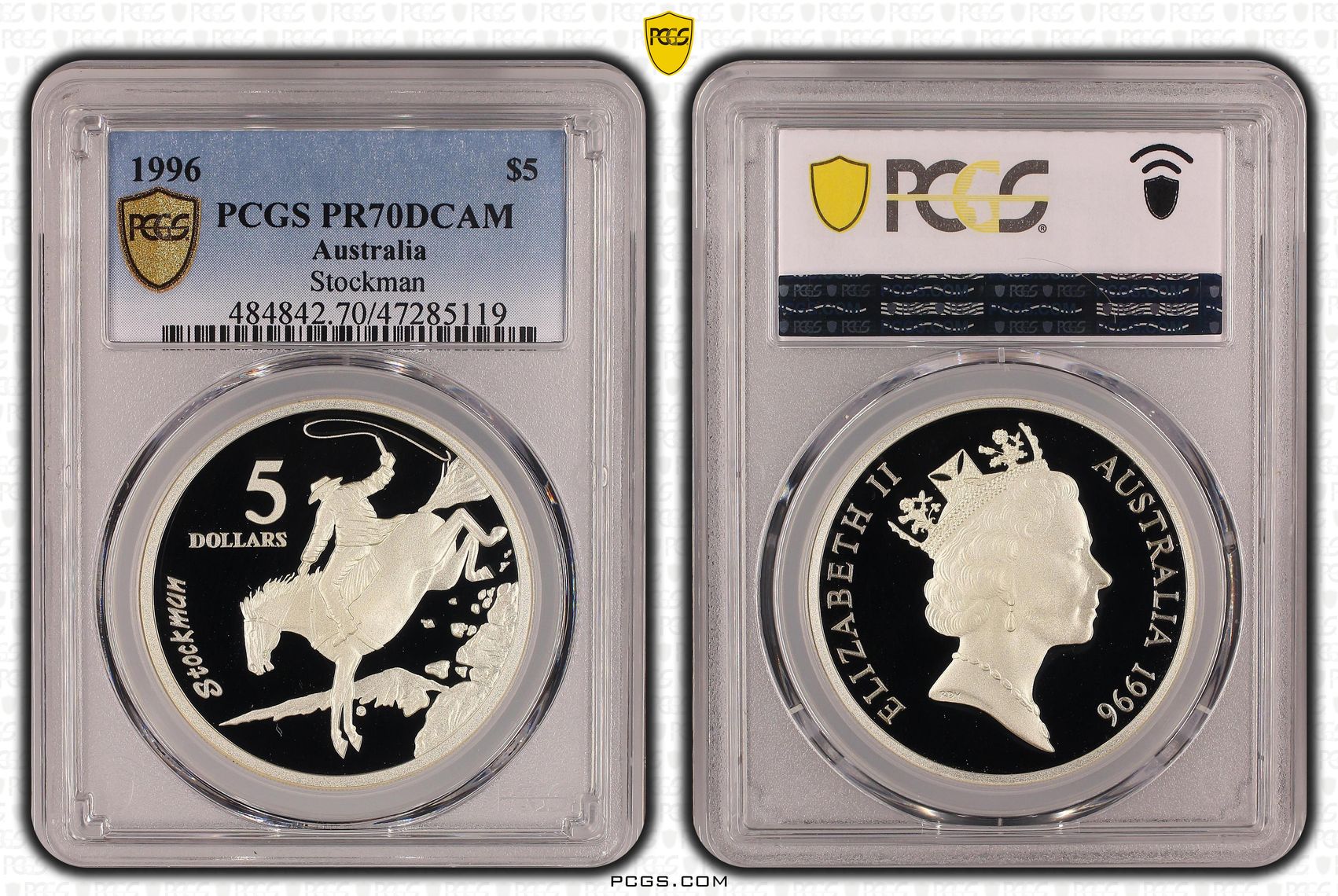 Elizabeth II, Stockman, Pop 7/0, Five Dollar, 1996, PCGS PR70DCAM