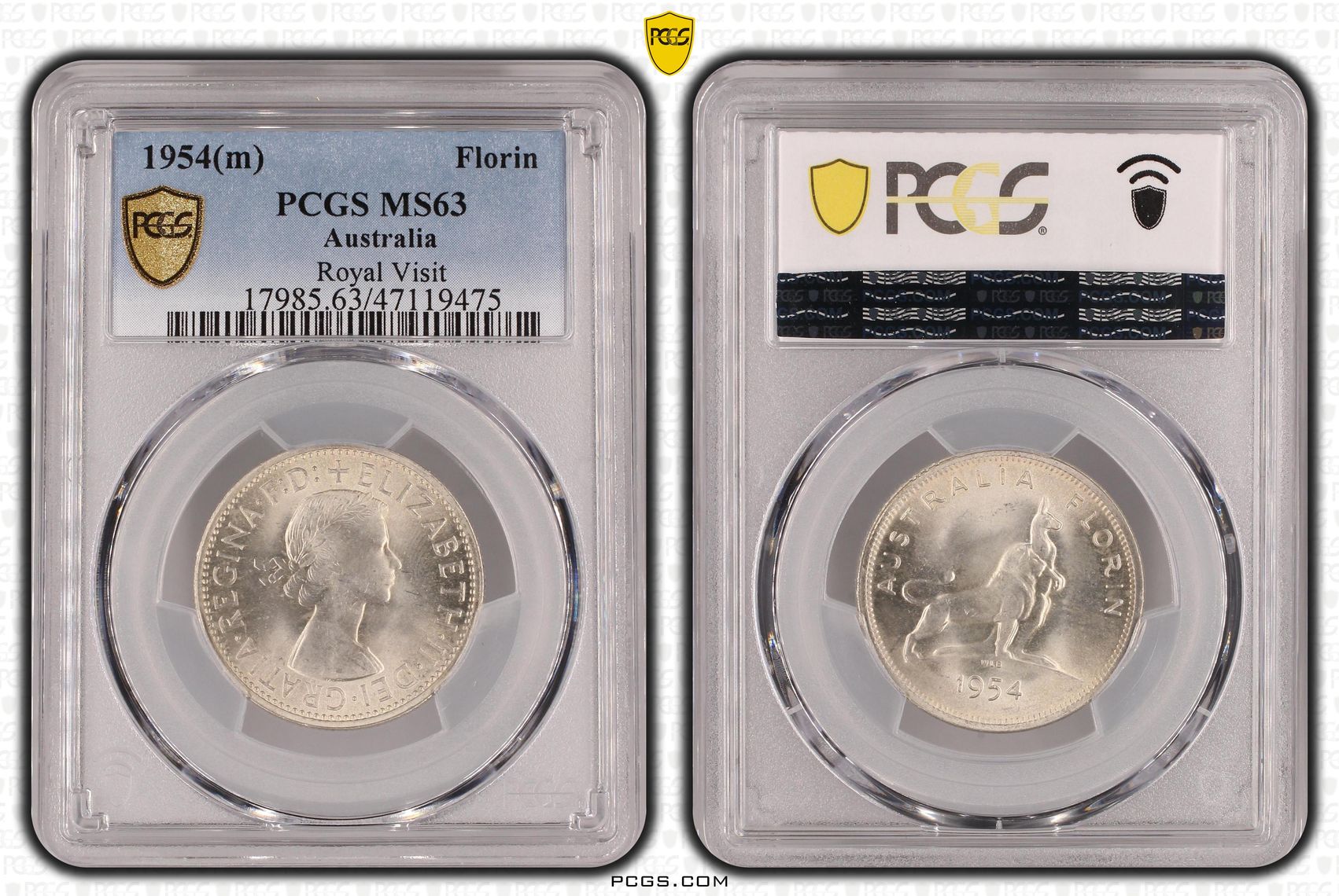 Elizabeth II, Royal Visit, Florin, 1954(m), PCGS MS63