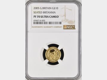 2005 ELIZABETH II BRITANNIA GOLD 1/10oz PROOF £10 COIN PF70 UCAM TOP POP!