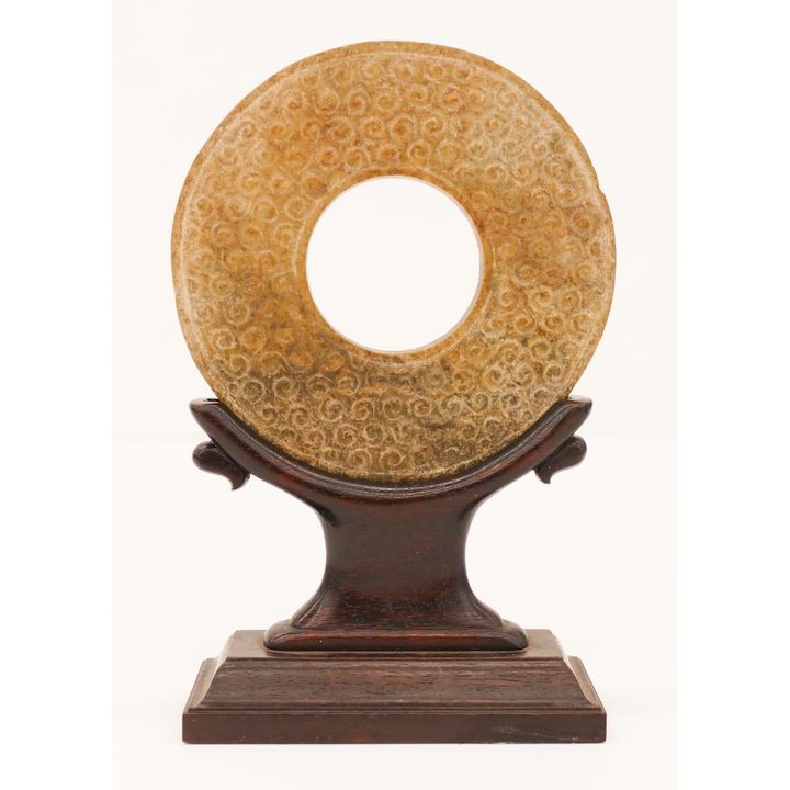 Chinese Han Dynasty Jade Bi Disc on Stand