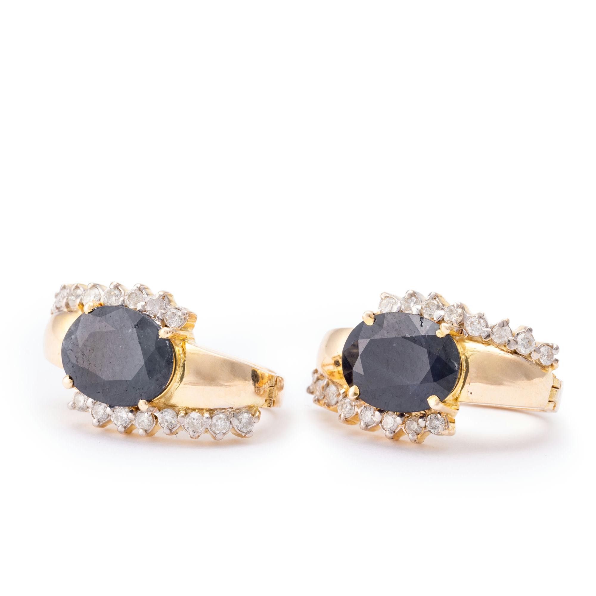 Sapphire & Diamond Earrings 14ct Gold ,