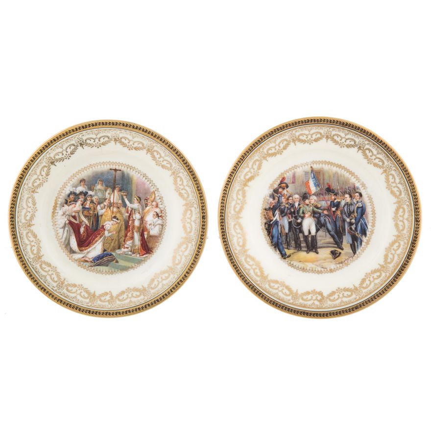 Para talerzyków z przedstawieniem Napoleona Bonaparte, Francja, Limoges,  l. 20. XX w.