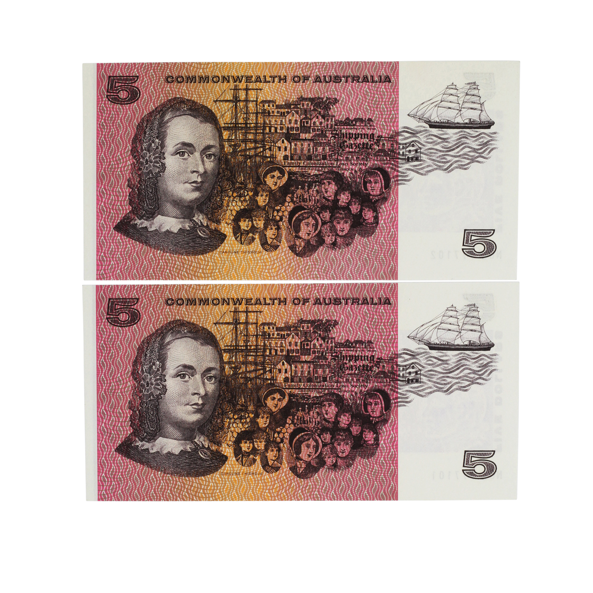 1993. · Consecutive Pair, Phillips/Randall, Five Dollars, 1969, UNC