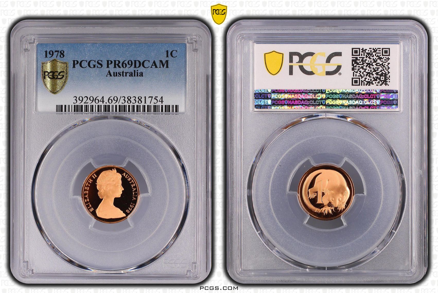 Elizabeth II, One Cent, 1978, PCGS PR69DCAM