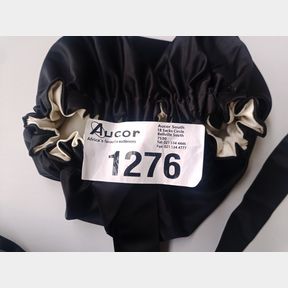 BLACK AND CREAM REVERSIBLE DUCHESS SATIN BONNET DAY AND NIGHT HEAD WRAP