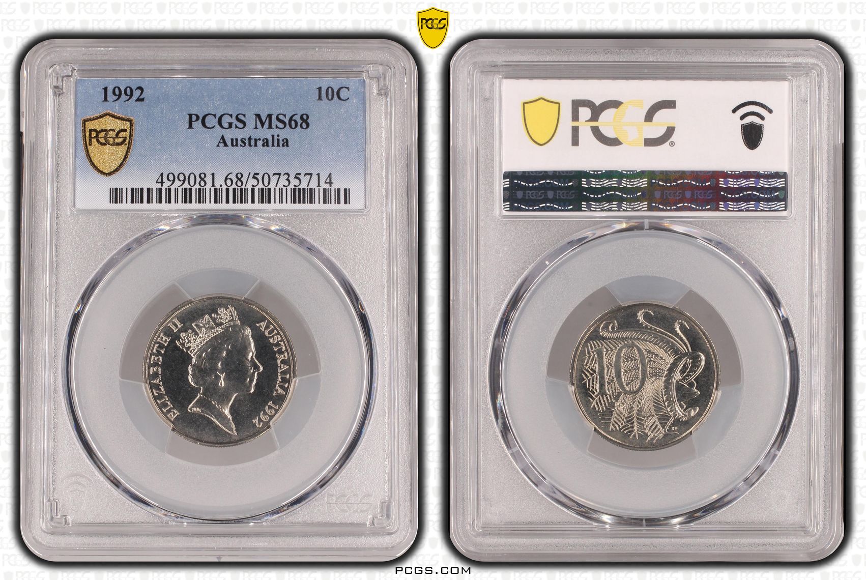 POP 6/0, Ten Cent, 1992, PCGS MS68