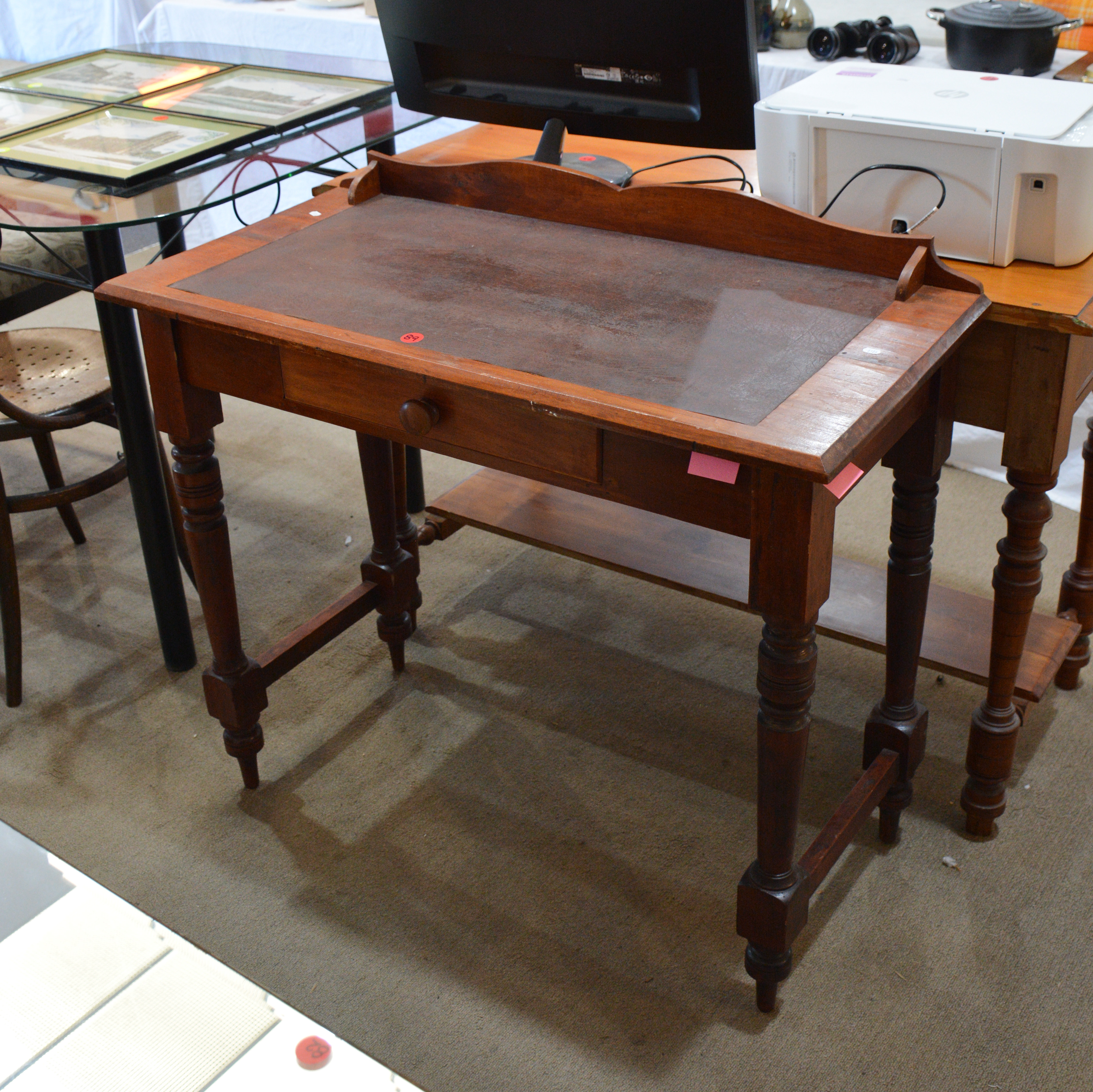 Leather Topped Table with Drawer — sold at auction in New Zealand for $120
