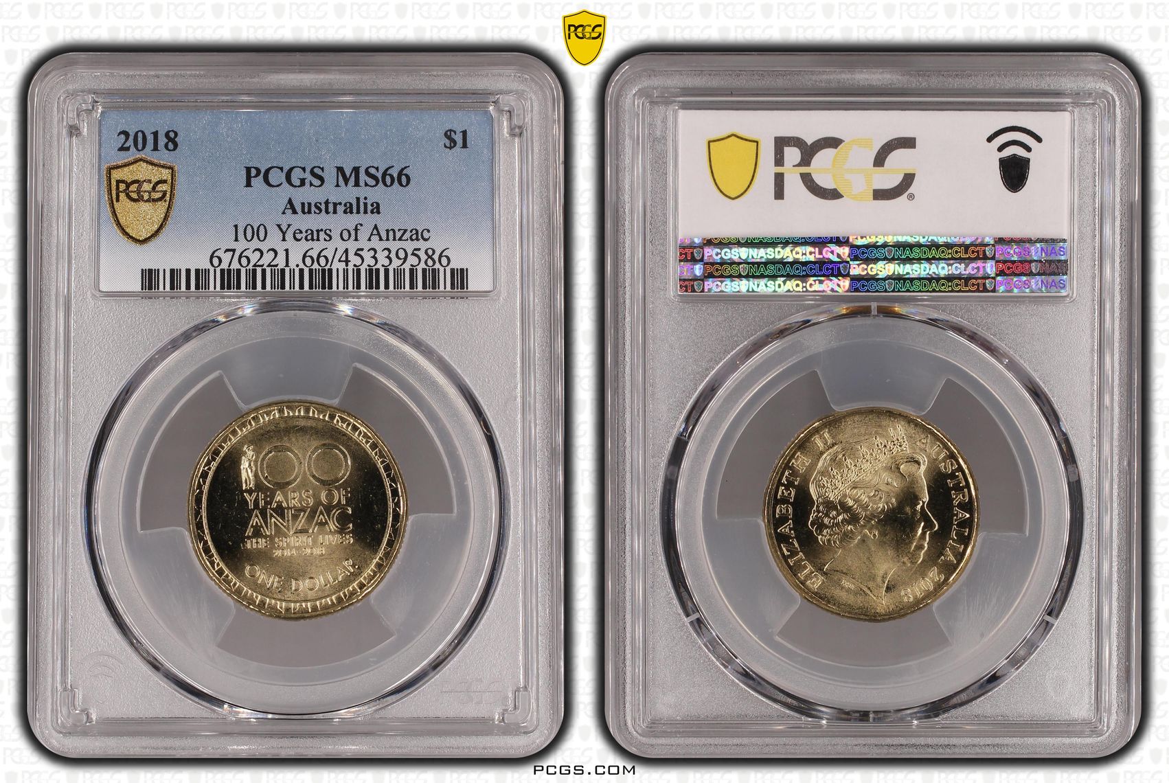 100 Years of Anzac, One Dollar, 2018, PCGS MS66
