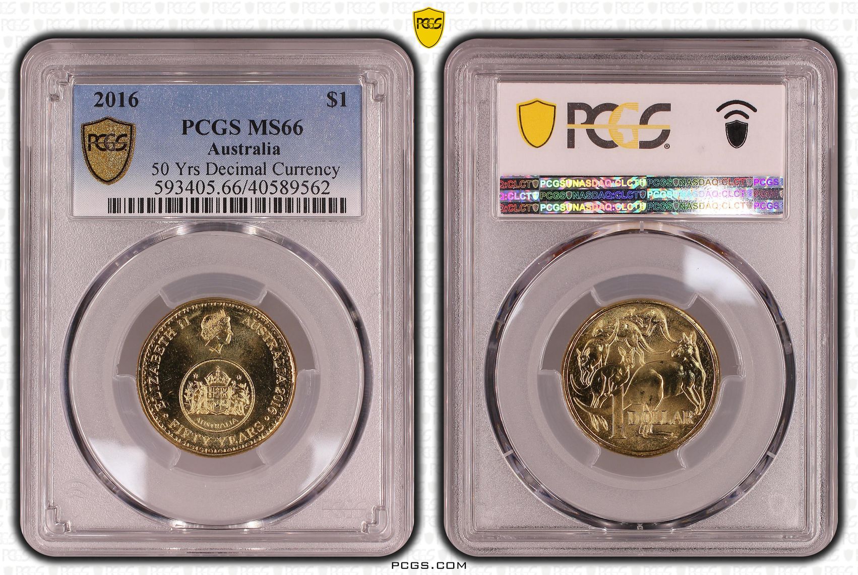 259 · 50 Yrs Decimal Currency, One Dollar, 2016, PCGS MS66