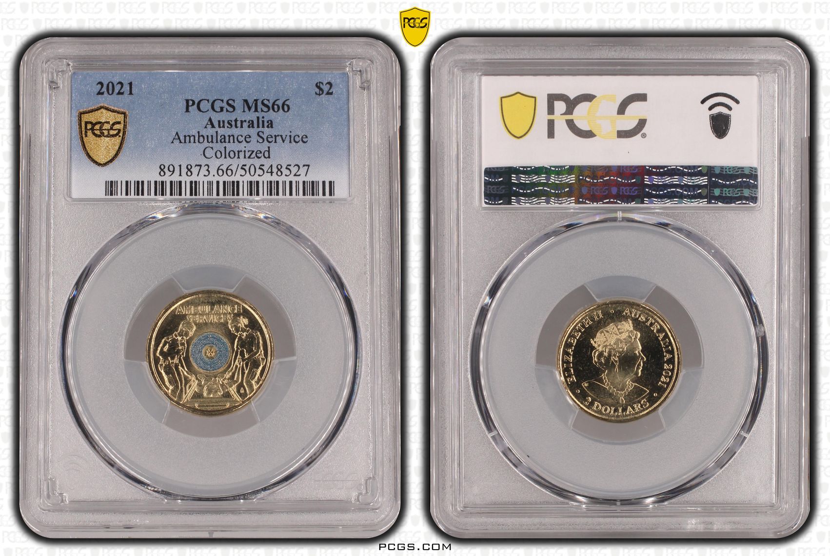 Ambulance Service - Colorized, Two Dollar, 2021, PCGS MS66