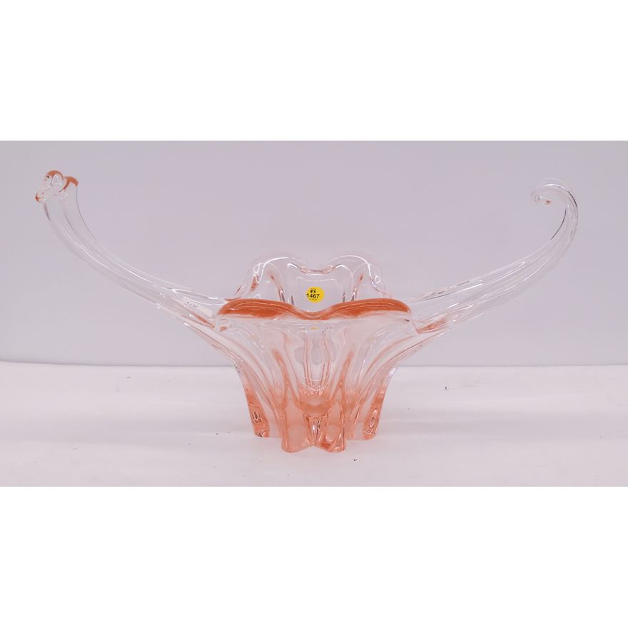 Signed Pink Murano Glass Center Bowl- 9x18''