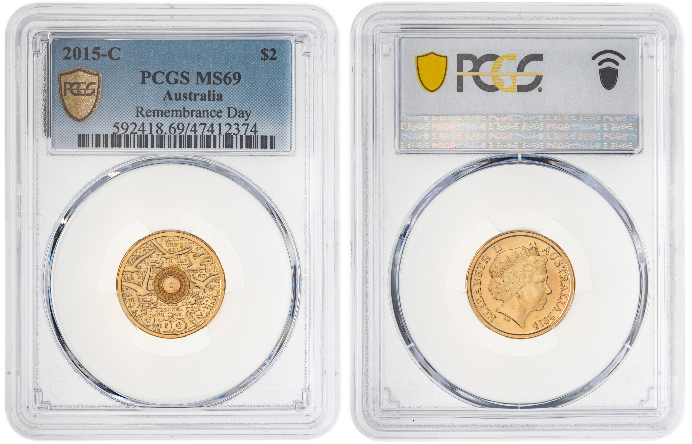 Elizabeth II, Remembrance Day-In Flanders Fields, Two Dollar, 2015-C, PCGS MS69