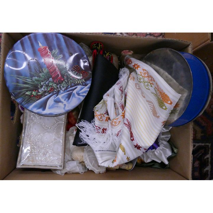Box Old Tins and Dolls