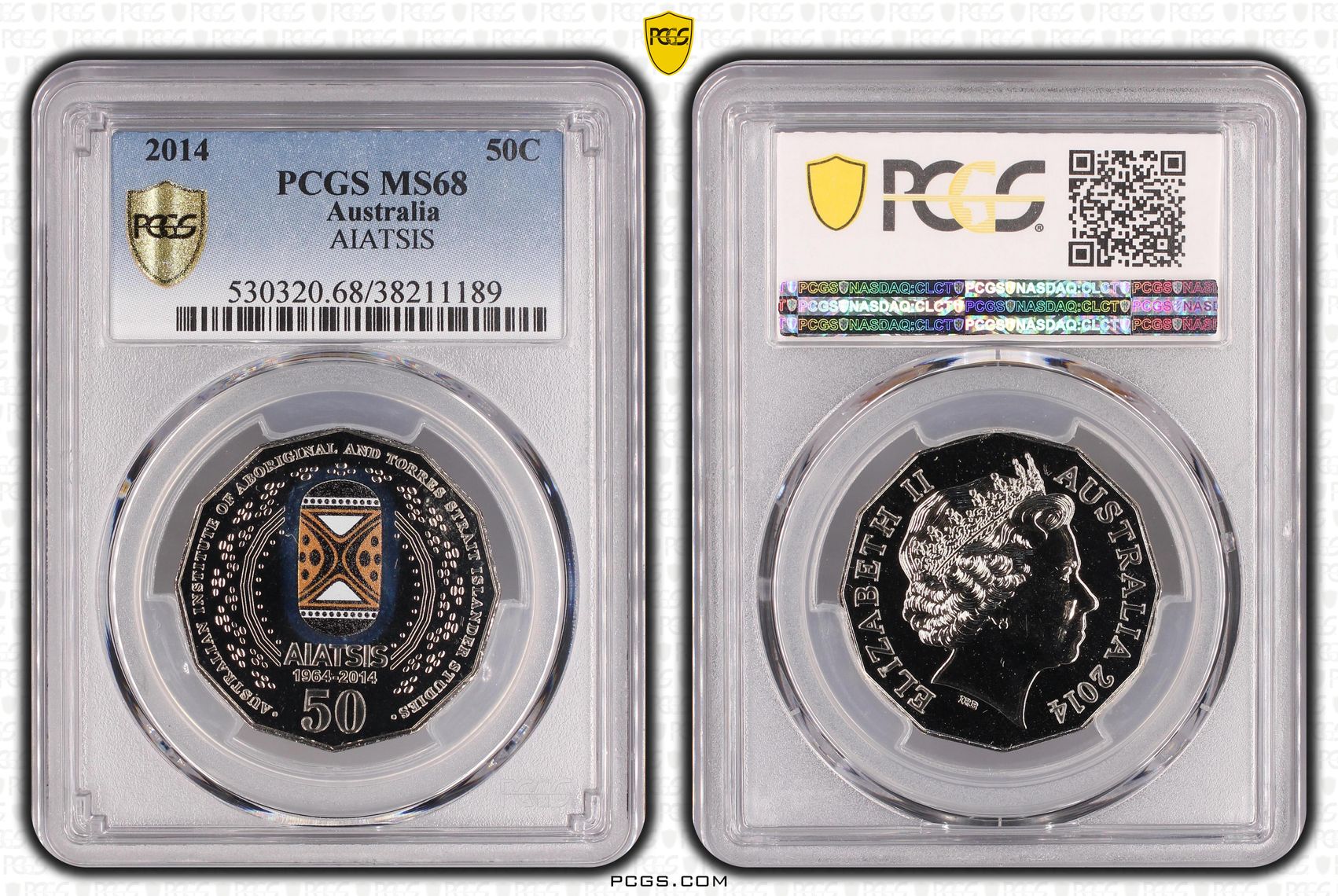 2014 Australia Fifty Cent, 50c AIATSIS PCGS - MS68 -189