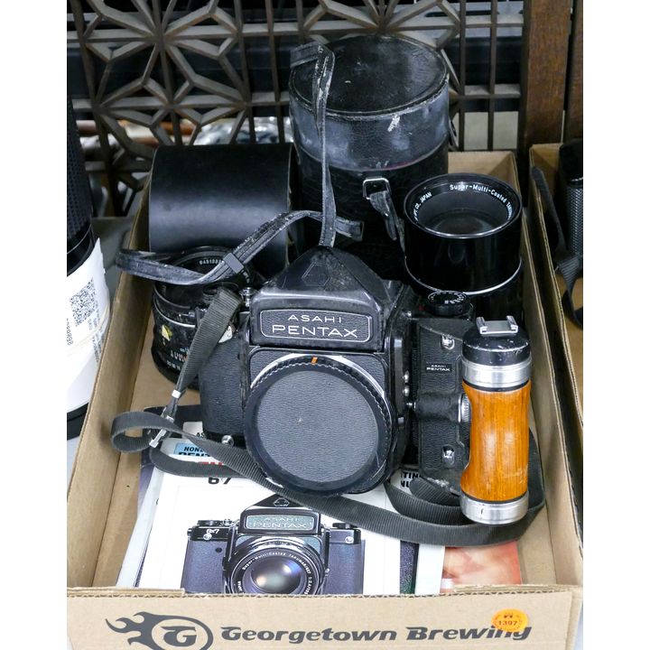 Box Asahi Pentax 6x7 Camera with Lenses