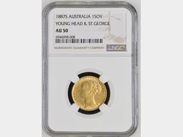 1887 VICTORIA YOUNG HEAD SYDNEY MINT GOLD SOVEREIGN AU50