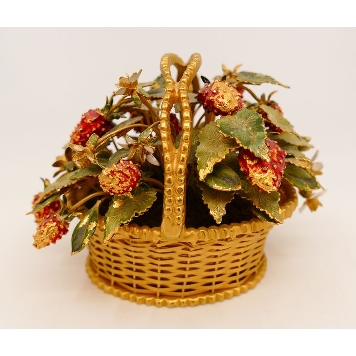 Jane Hutcheson Gilt Metal Strawberry Basket- 3''