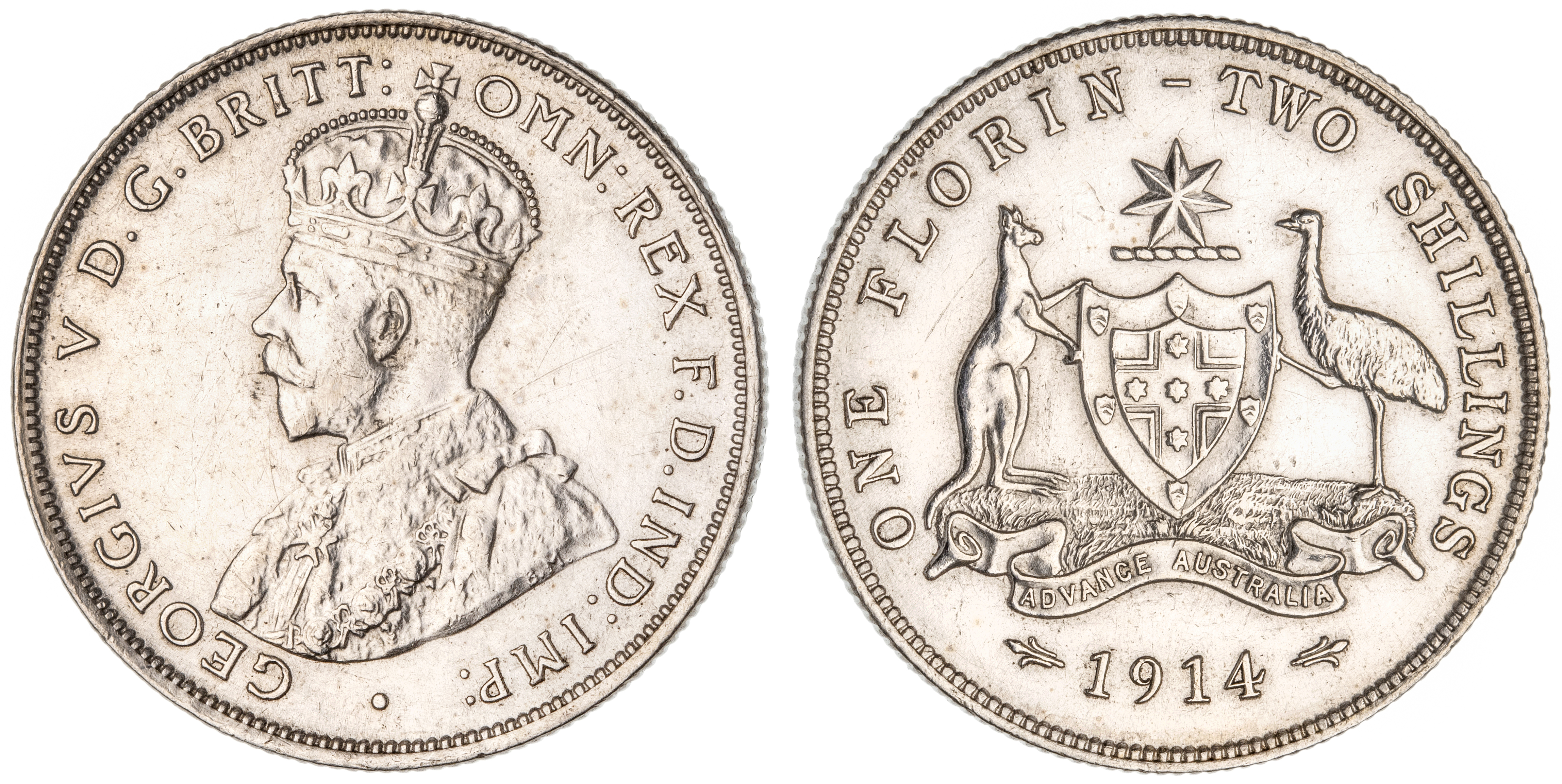 George V, Florin, 1914, gEF
