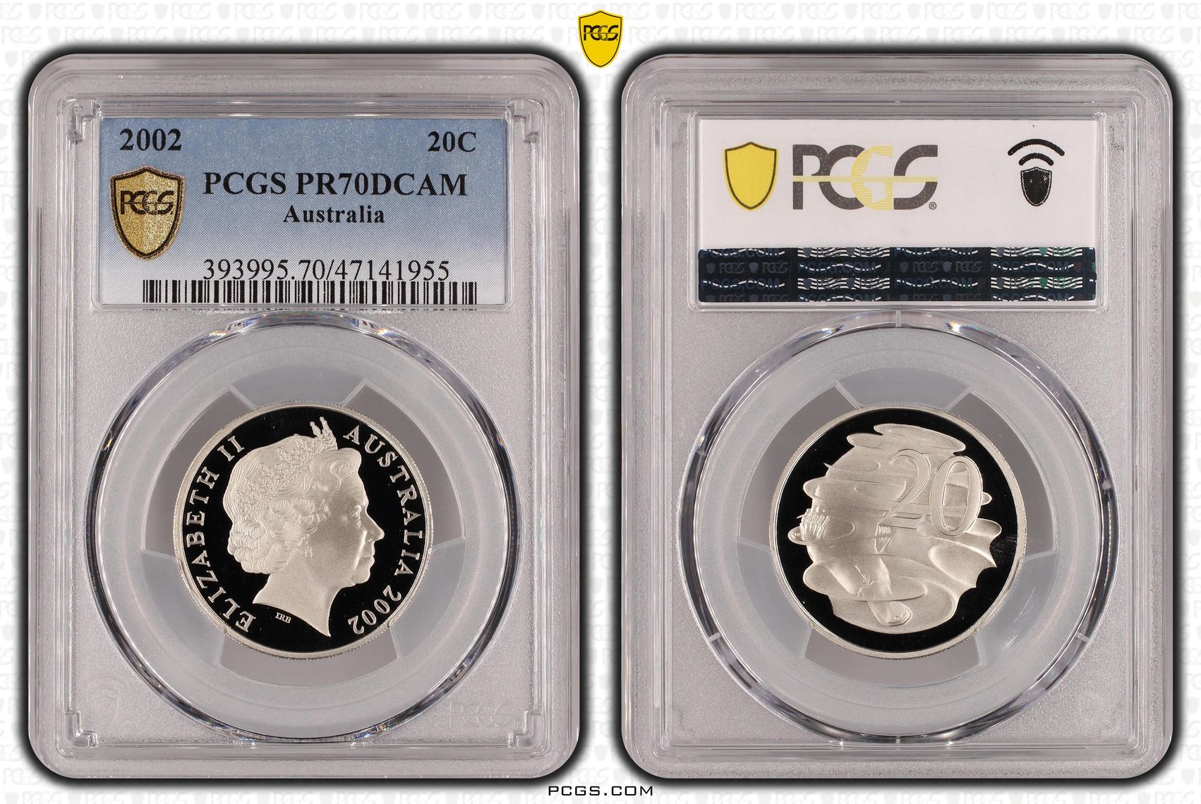 Elizabeth II, Twenty Cent, 2002, PCGS PR70DCAM