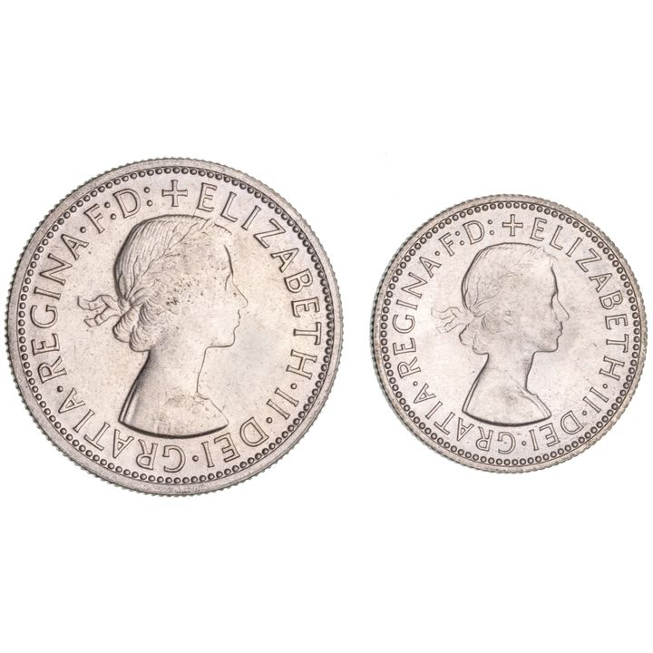 Pair, Elizabeth II, Florin, 1957, FDC