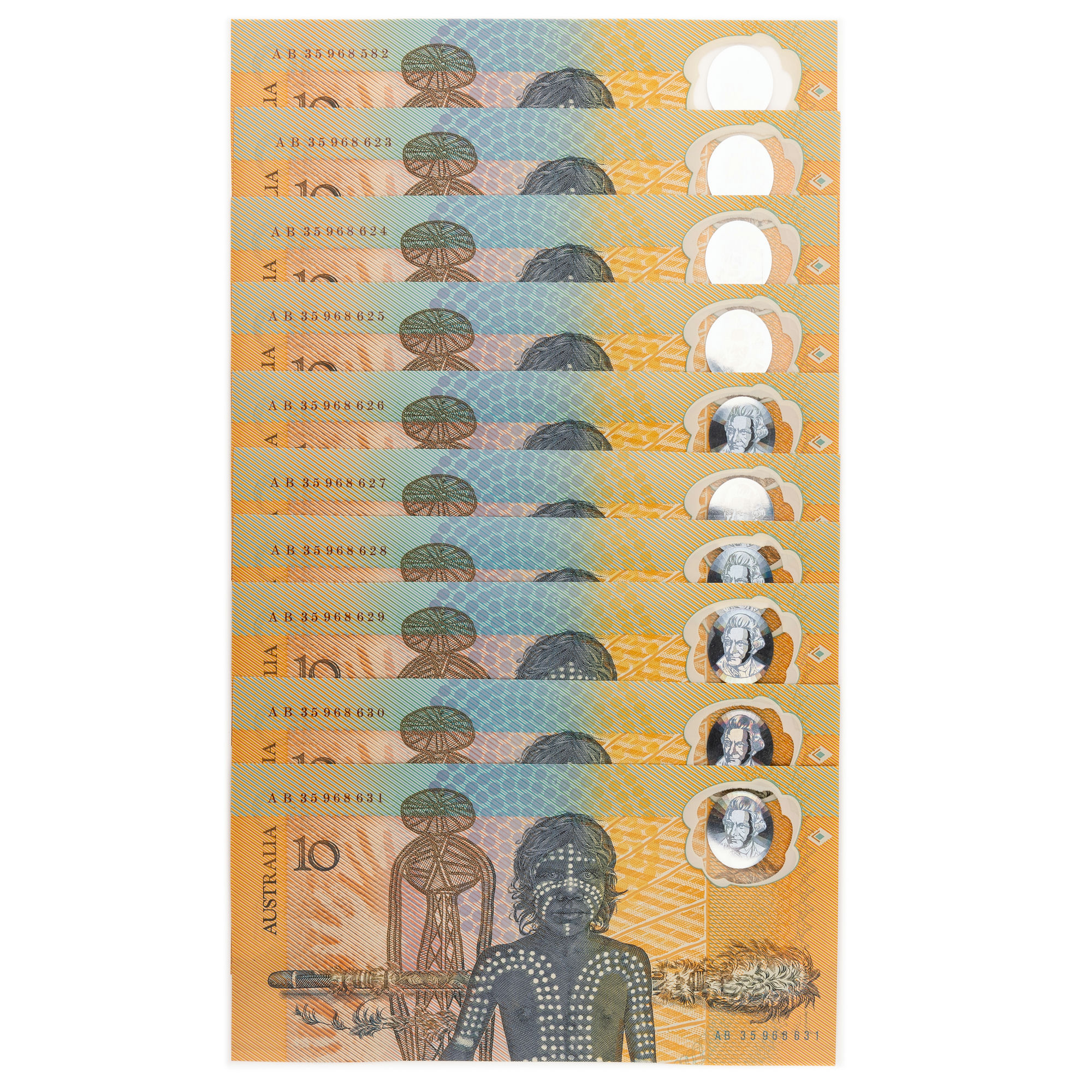 Fraser/Johnston, Bicentenary, Ten Dollars, 1988, UNC