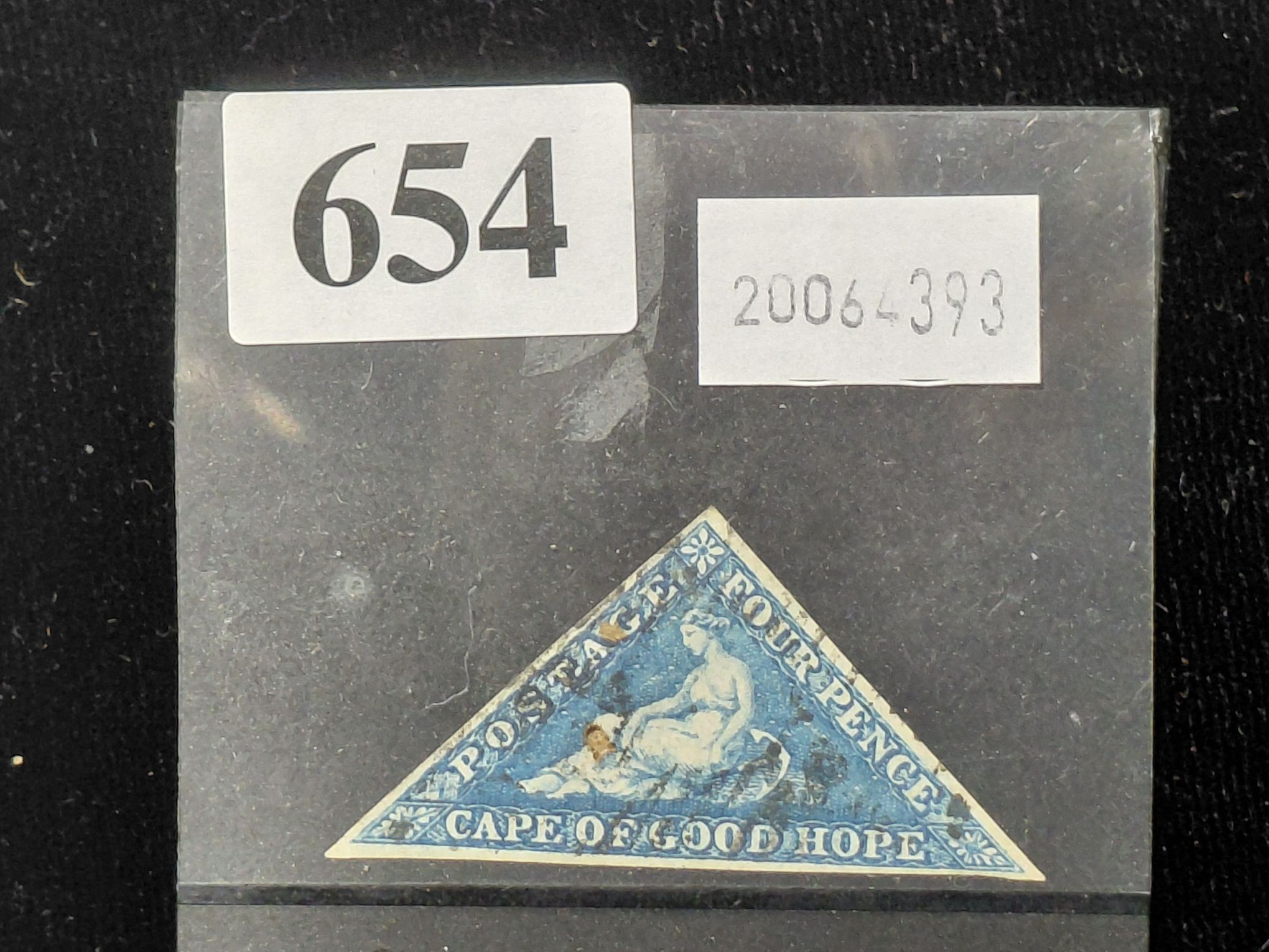 654 · CAPE OF GOOD HOPE 4 PENCE TRIANGULAR STAMP