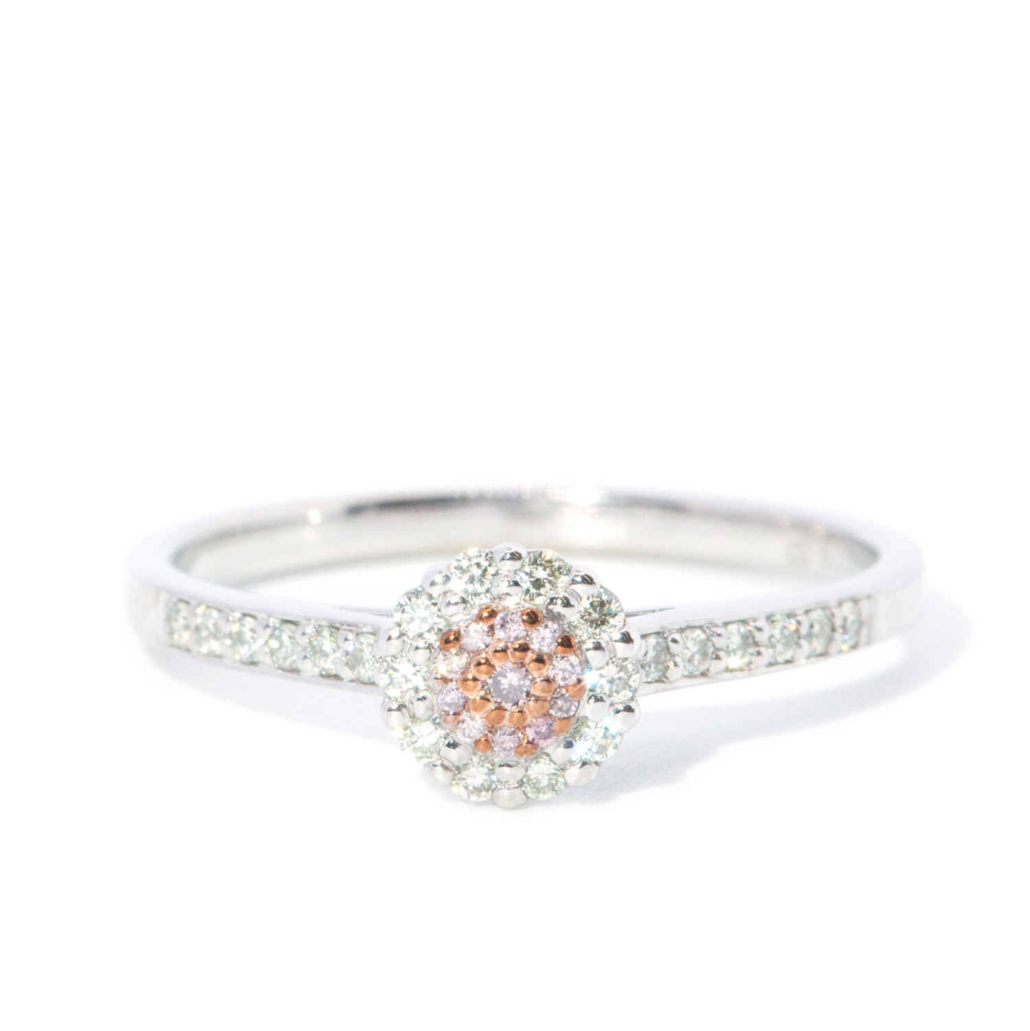 Pink & White Diamond 9ct Gold Ring