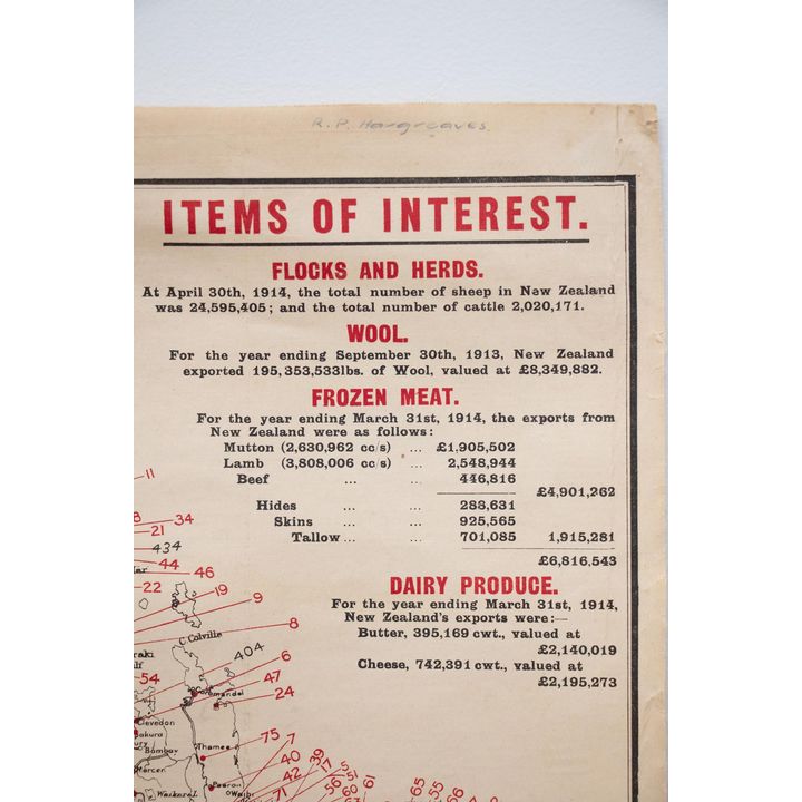 MAP - NEW ZEALAND - Its Chief Industries 1892.
