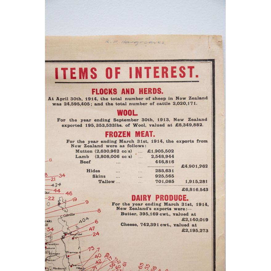 MAP - NEW ZEALAND - Its Chief Industries 1892.