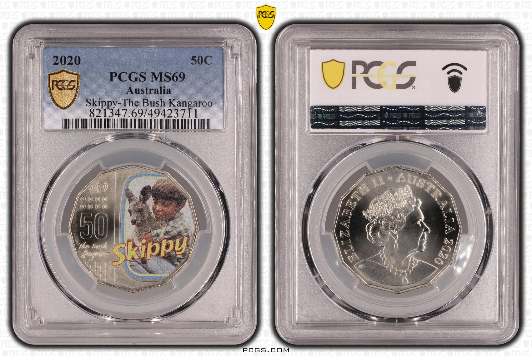 Elizabeth II, Skippy-The Bush Kangaroo, Fifty Cent, 2020, PCGS MS69