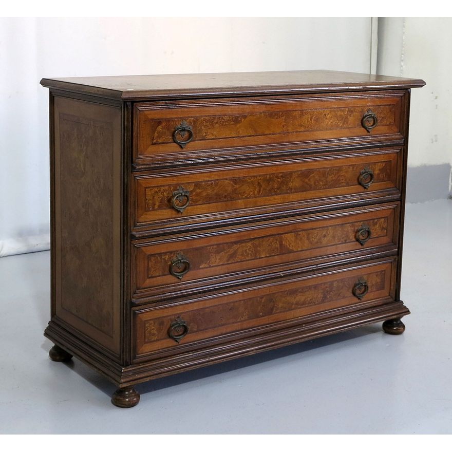 WALNUT VENEERED CHEST OF DRAWERS