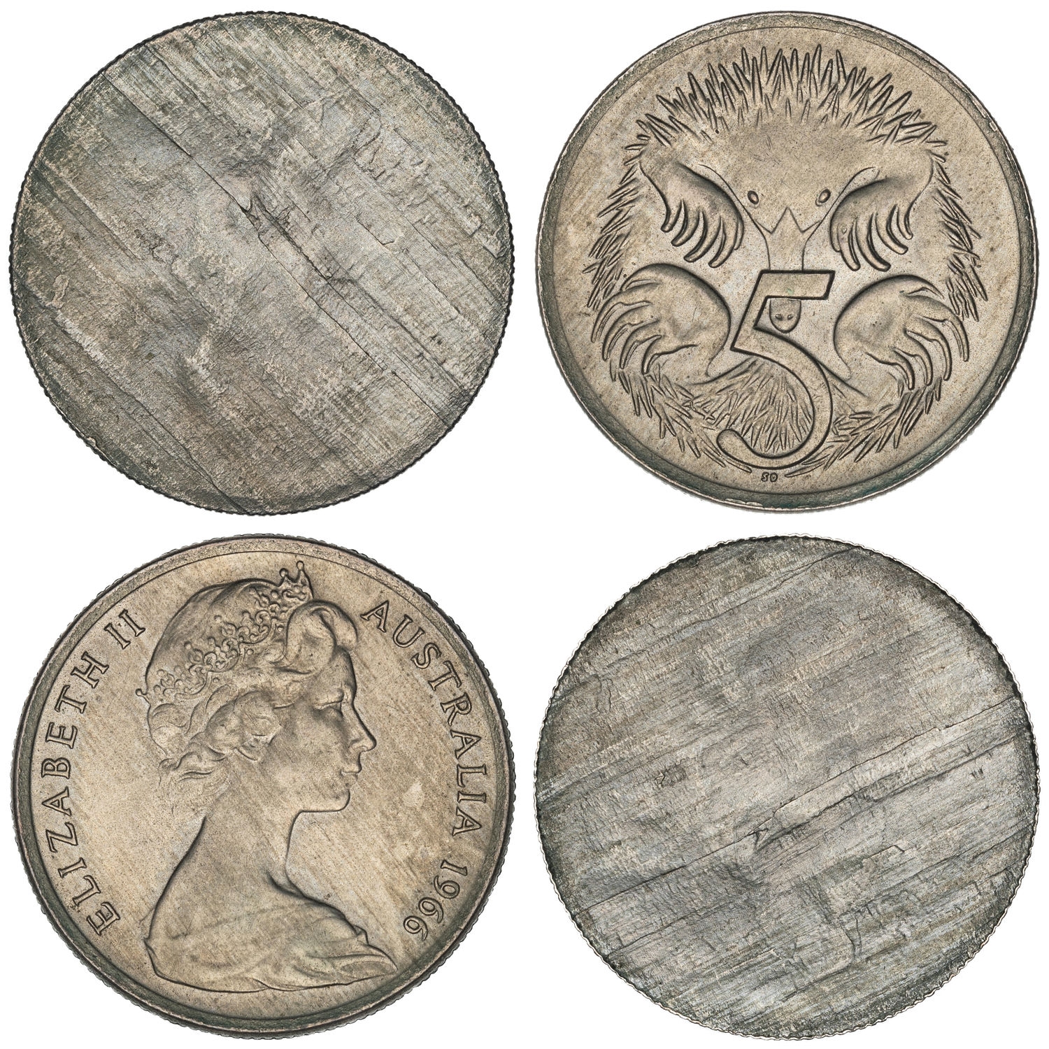 Elizabeth II, Five Cents, 1966, UNC